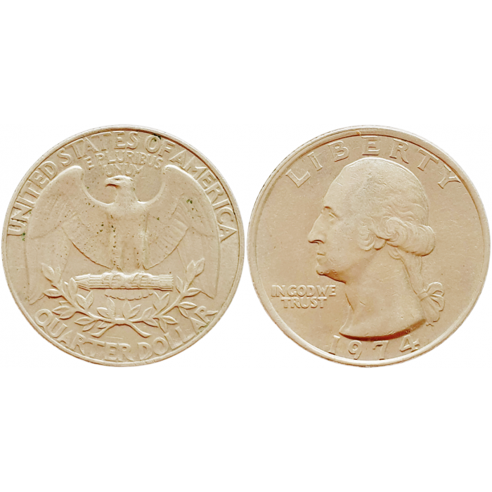США 25 центов 1974 год KM# 164a Вашингтонский квотер