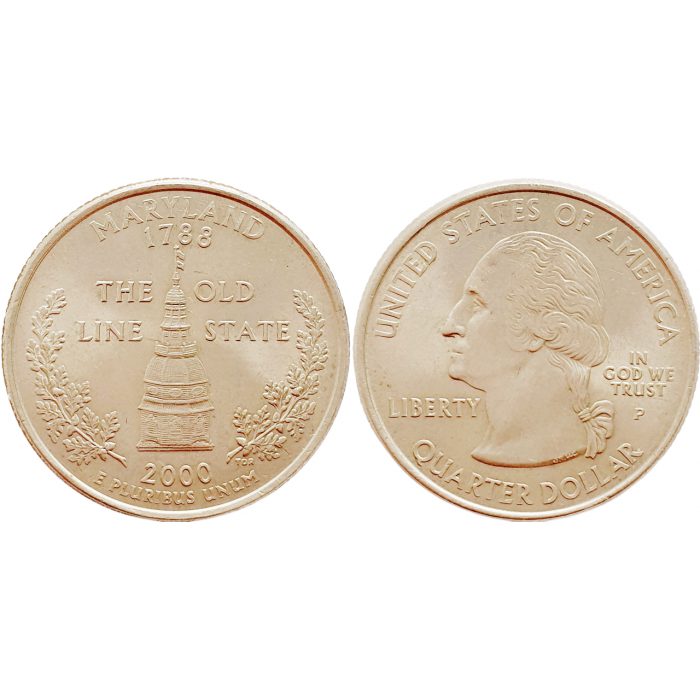 США 25 центов 2000 P год KM# 306 Мэриленд