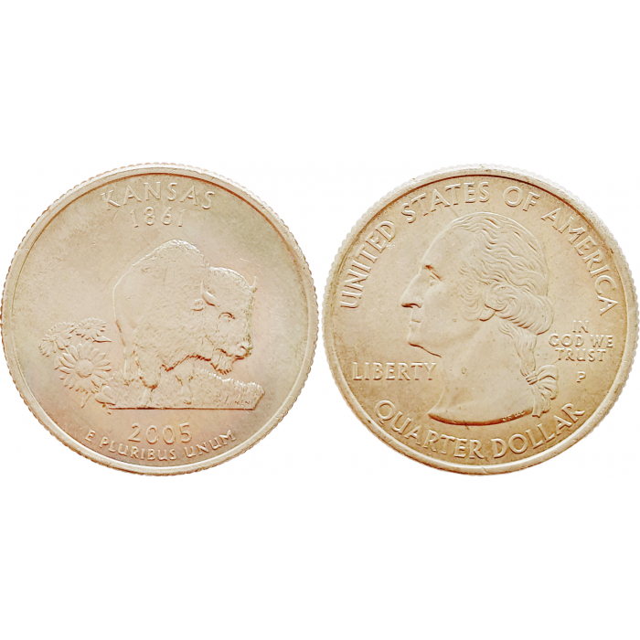 США 25 центов 2005 P год KM# 373 Канзас