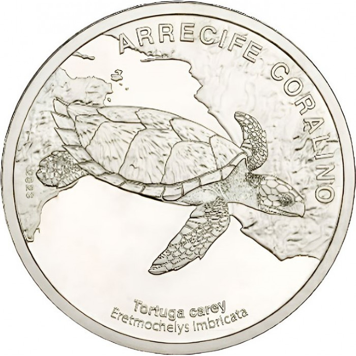 Коста-Рика 50 колонов 2023 год UC# 214 Коралловый риф. Морская черепаха Хоксбилл