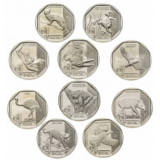 Перу 1 соль 2017-2019 год UNC Исчезающая дикая природа Перу Набор из 10 монет
