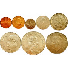 Мексика 1 5 10 20 50 сентаво 1 5 10 песо 1970-1985 год Набор из 8 монет
