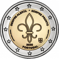 Португалия 2 евро 2025 год UNC UC# 120 Международное скаутское и молодежное движение
