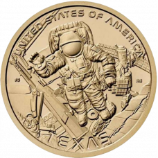 США 1 доллар 2025 P год UNC UC# 439 Космический центр имени Линдона Джонсона в Техасе