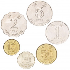 Гонконг 10 20 50 центов 1 2 5 долларов 1993-2019 год Набор из 6 монет