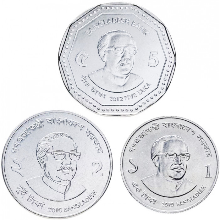 Бангладеш 1 2 5 так 2010-2014 год Набор из 3 монет Бангладеш 1 2 5 так 2010-2014 год Набор из 3 монет