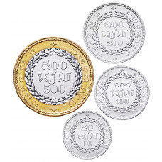 Камбоджа 50 100 200 500 риелей 1994 год Набор из 4 монет