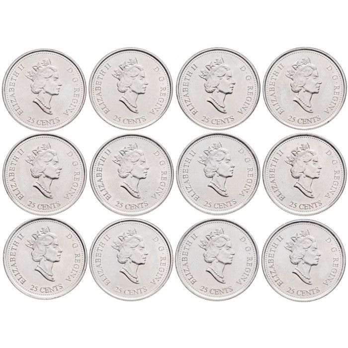 Канада 25 центов 1999 год Миллениум Набор из 12 монет Канада 25 центов 1999 год Миллениум Набор из 12 монет