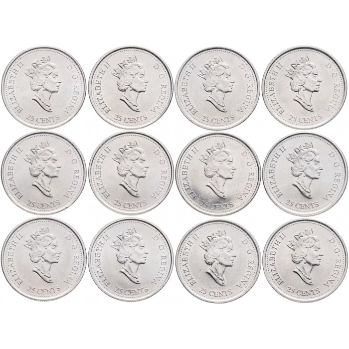 Канада 25 центов 2000 год Миллениум Набор из 12 монет Канада 25 центов 2000 год Миллениум Набор из 12 монет