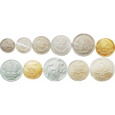 Польша 5 10 20 50 грошей 1 2 5 10 20 злотых 1957-1990 год Набор из 11 монет