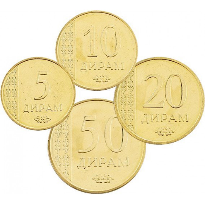 Таджикистан 5 10 20 50 дирам 2015 год Набор из 4 монет Таджикистан 5 10 20 50 дирам 2015 год Набор из 4 монет