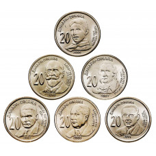 Сербия 20 динаров 2006-2012 год Выдающиеся личности Набор из 6 монет