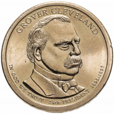США 1 Доллар 2012 D год UNC Президенты № 24 Гровер Кливленд (1893–1897)