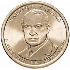США 1 Доллар 2014 P год UNC Президенты № 29 Уоррен Гардинг (1921–1923)