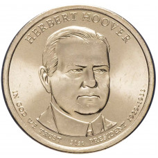 США 1 Доллар 2014 P год UNC Президенты № 31 Герберт Гувер (1929–1933)