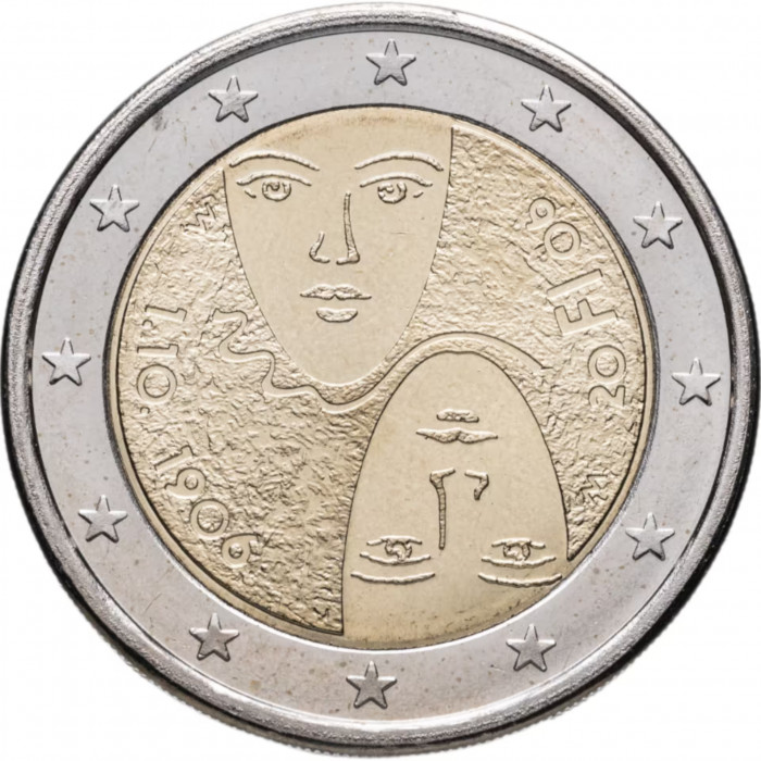 Финляндия 2 евро 2006 год UNC KM# 125 100 лет равного избирательного права в Финляндии Финляндия 2 евро 2006 год UNC KM# 125 100 лет равного избирательного права в Финляндии