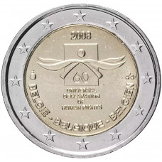Бельгия 2 евро 2008 год UNC KM# 248 60 лет Всеобщей Декларации Прав Человека