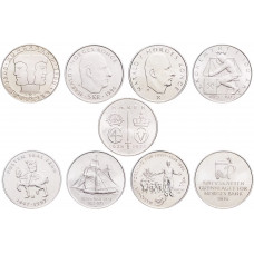 Норвегия 5 крон 1975-1997 год Набор из 9 монет