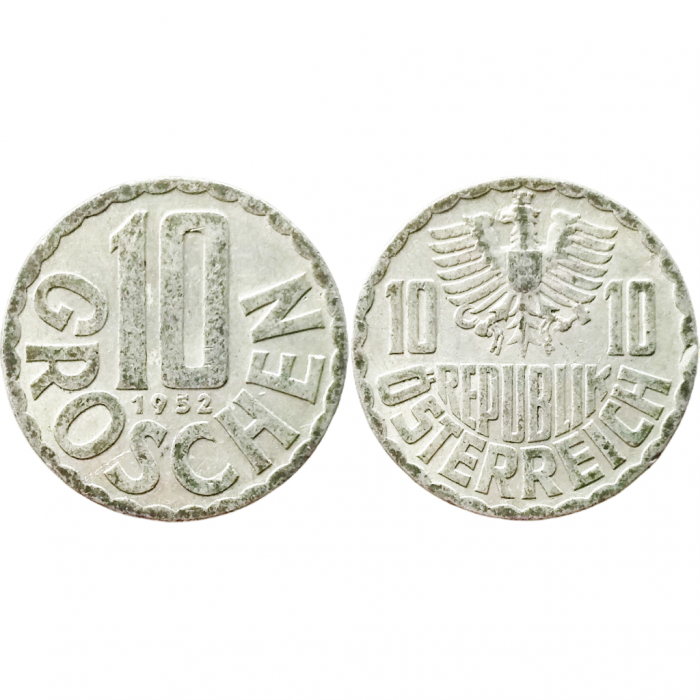Австрия 10 грошей 1952 год KM# 2878 Австрия 10 грошей 1952 год KM# 2878