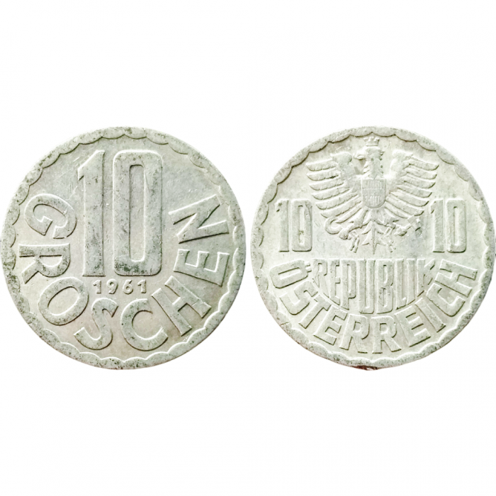 Австрия 10 грошей 1961 год KM# 2878