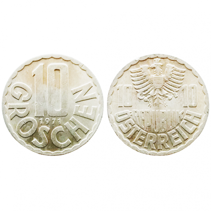 Австрия 10 грошей 1971 год KM# 2878