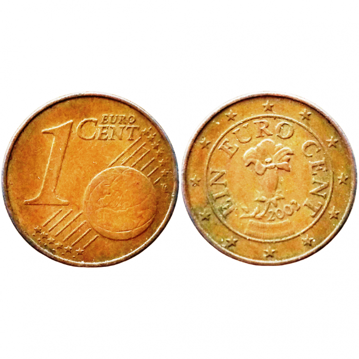 Австрия 1 евроцент 2002 год KM# 3082 Австрия 1 евроцент 2002 год KM# 3082