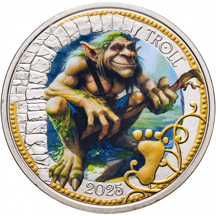 Австрия 3 евро 2025 год UNC UC# 433 Тролль