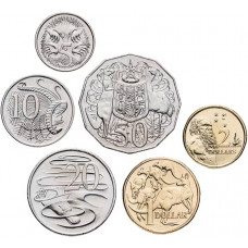Австралия 5 10 20 50 центов 1 2 доллара 2024-2025 год Набор 6 монет