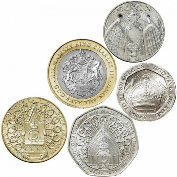 Гибралтар 10 20 50 пенсов 1 2 фунта 2023-2024 год Набор 5 монет