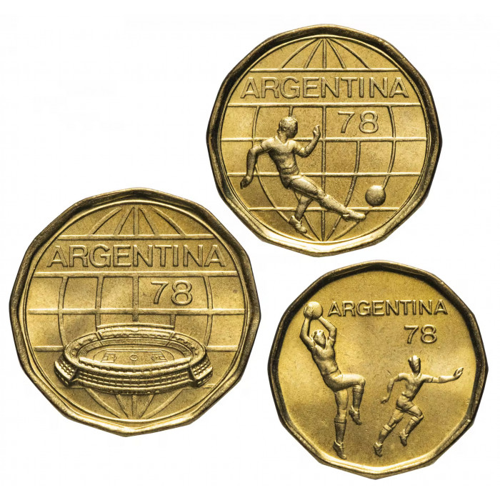 Аргентина 20 50 100 песо 1978 год Набор из 3 монет