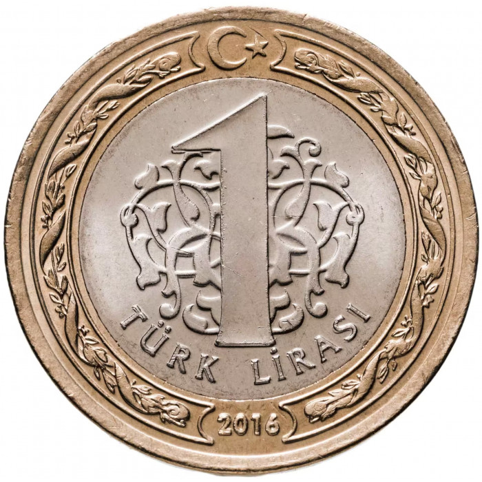 Турция 1 лира 2016 год В память о мучениках 15 июля UNC UC# 128