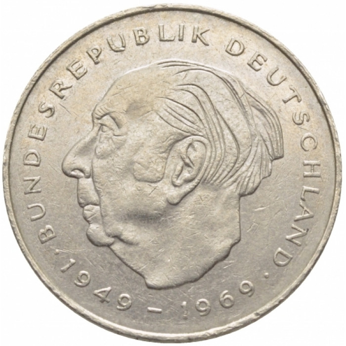 Германия - ФРГ 2 марки 1982 J год Теодор Хойс KM# A127