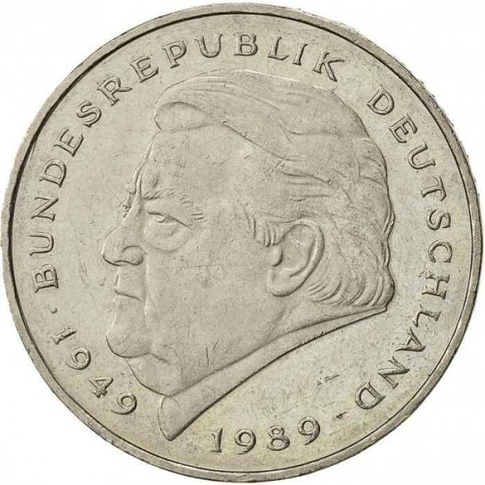 Германия 2 марки 1990 D год Франц Йозеф Штраус KM# 175