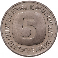 Германия - ФРГ 5 марок 1991 G год KM# 140.1