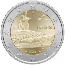 Германия 2 евро 2026 год Бремен, музей климатических зон UNC UC# 112 