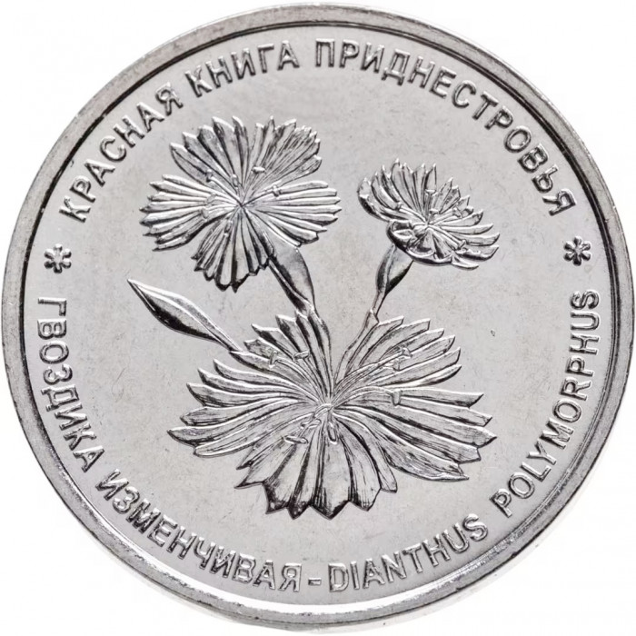 Приднестровье 1 рубль 2025 год Гвоздика изменчивая UNC UC# 530