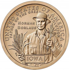 США 1 доллар 2026 D год Норман Борлоуг, отец Зелёной революции, Айова, Американские инновации UNC UC# 450