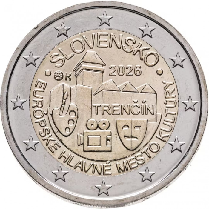 Словакия 2 евро 2026 год Тренчин - Культурная столица Европы UNC UC# 114