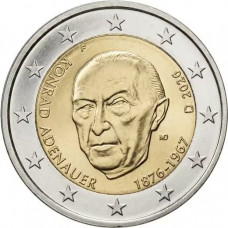 Германия 2 евро 2026 год Конрад Аденауэр UNC UC# 114