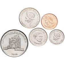 Панама 1 5 сентесимо 1/10 1/4 1/2 бальбоа 1966-2019 год Набор 5 монет