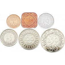 Суринам 1 5 10 25 100 250 центов 1962-2023 год Набор 6 монет