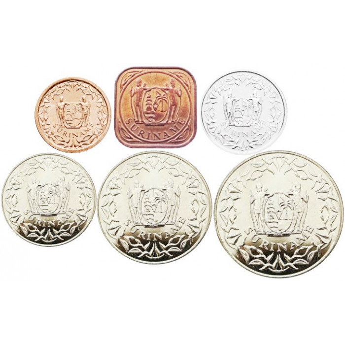 Суринам 1 5 10 25 100 250 центов 1962-2023 год Набор 6 монет