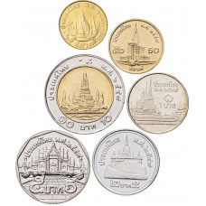 Таиланд 25 50 сатангов 1 2 5 10 бат 1986-2008 год Набор 6 монет