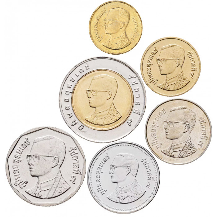 Таиланд 25 50 сатангов 1 2 5 10 бат 1986-2008 год Набор 6 монет