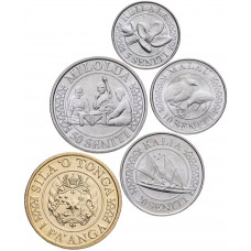 Тонга 5 10 20 50 сенити 1 паанга 2015 год Набор 5 монет