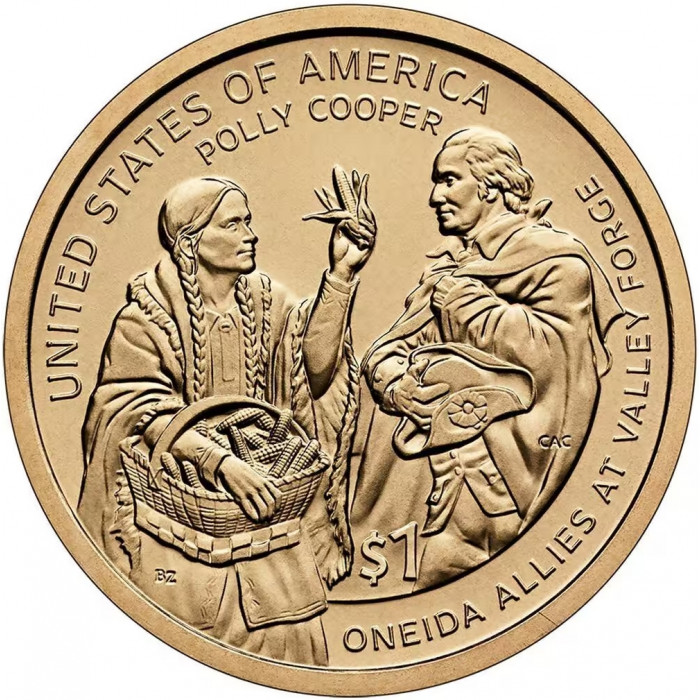 США 1 доллар 2026 P год Полли Купер Сакагавея Коренные американцы UNC UC# 454