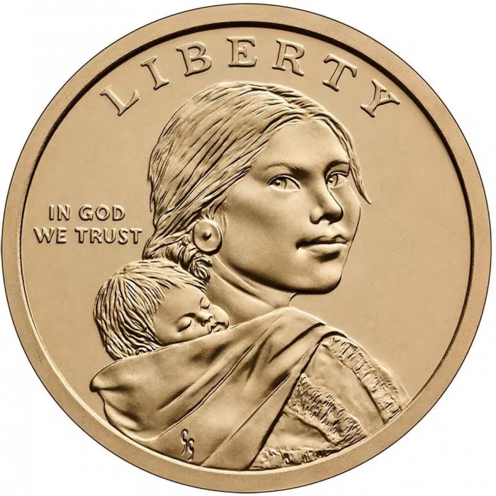 США 1 доллар 2026 P год Полли Купер Сакагавея Коренные американцы UNC UC# 454