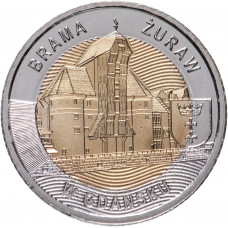 Польша 5 злотых 2021 год Крановые ворота в Гданьске UNC UC# 109