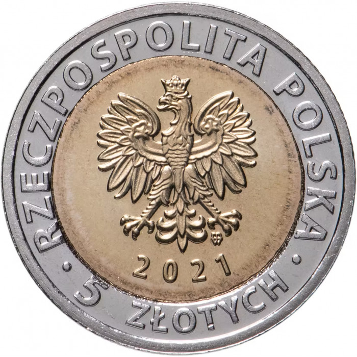 Польша 5 злотых 2021 год Крановые ворота в Гданьске UNC UC# 109