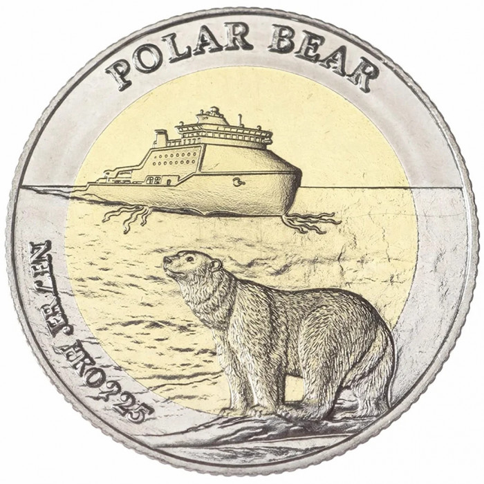 Арктические территории 5 долларов 2022 год Белый медведь Ледокол